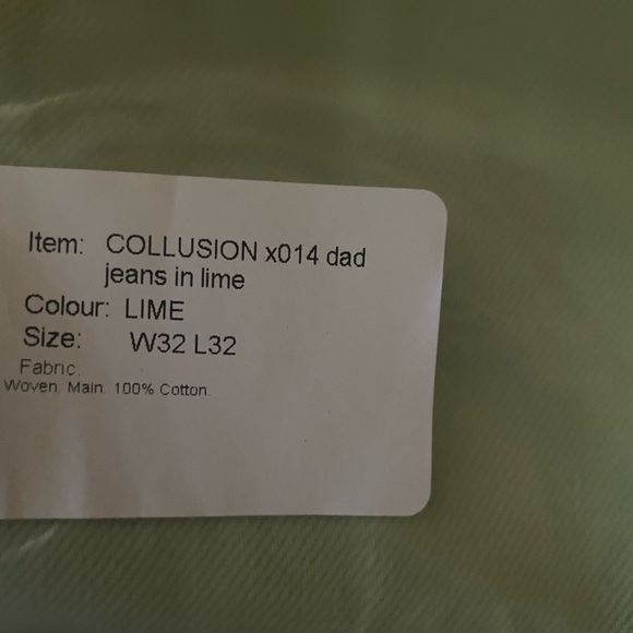 COLLUSION x014 dad jeans in lime - Picture 6 of 6